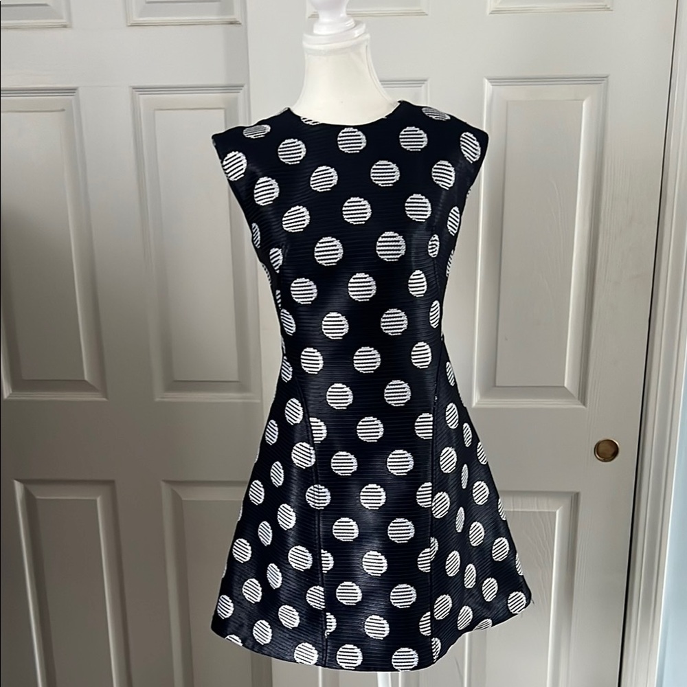Chic Navy and White Polka Dot Dress